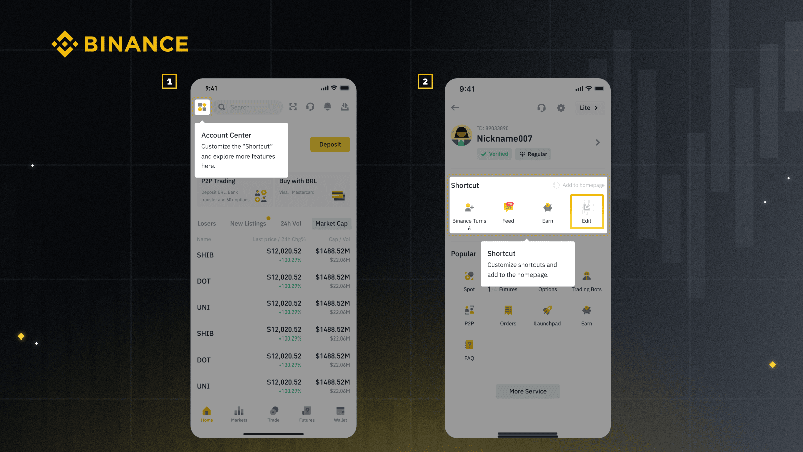 How to Set Up Service Icon Shortcuts on Binance App? | Binance Support