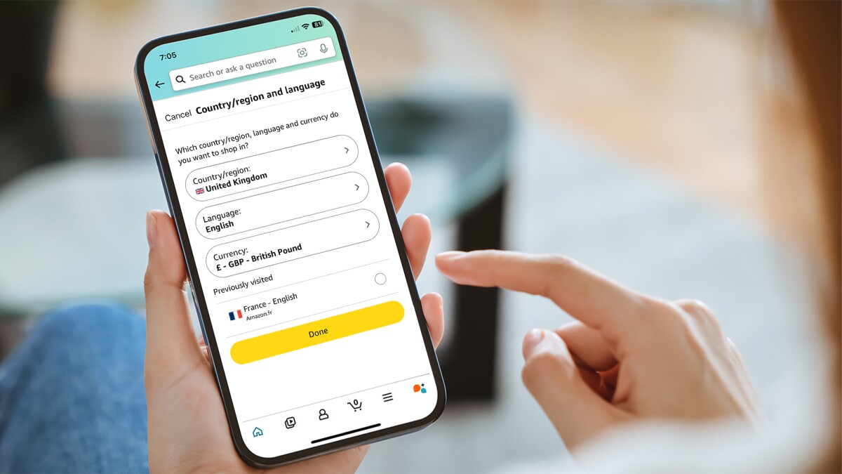 How to change country on the Amazon app