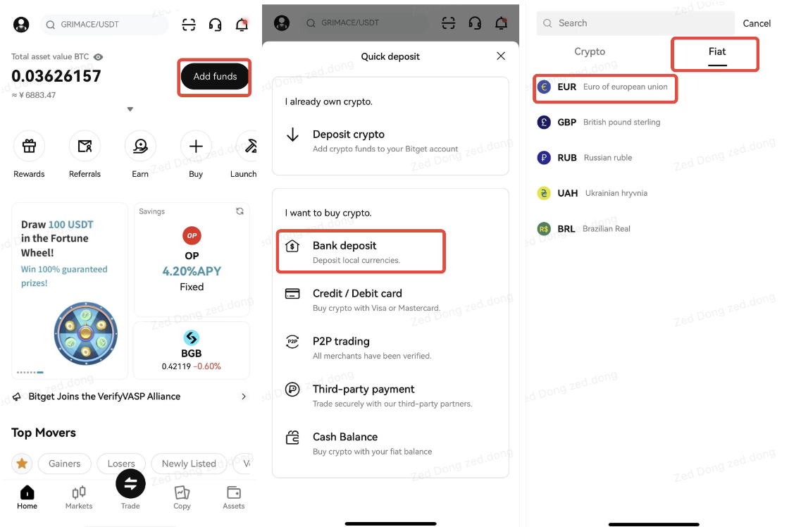Making Bank Deposits and Withdrawals on Bitget App