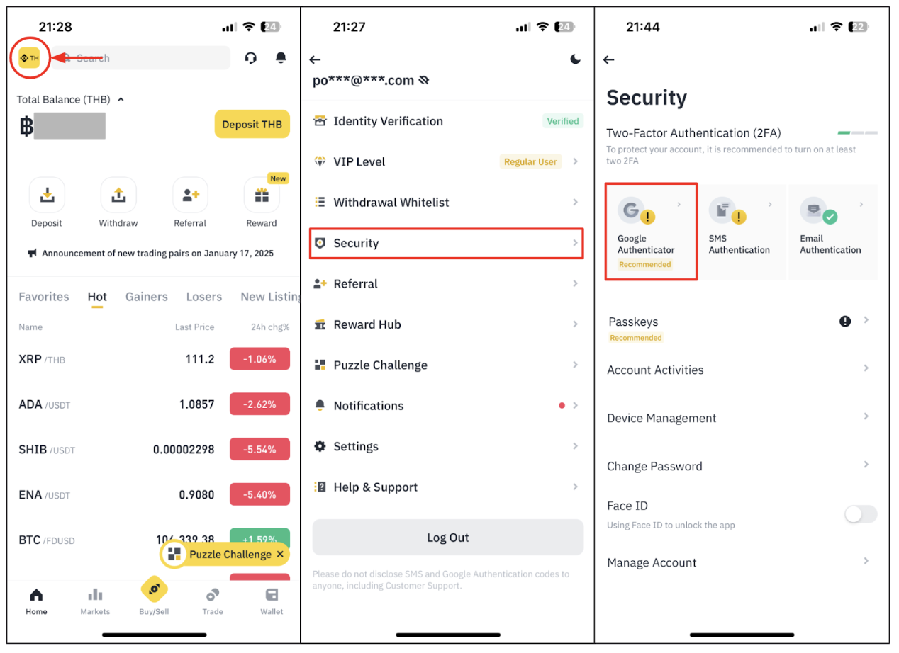 How to Enable Google Authenticator on BiNANCE TH App | Binance TH