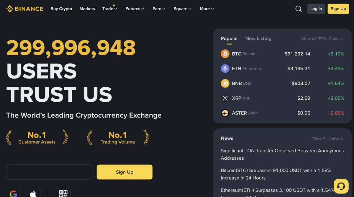Just taking a screen shot of the @binance homepage.